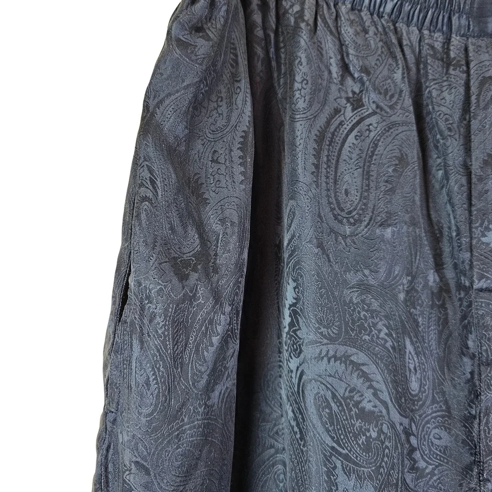 Lord & Taylor Mens Navy Blue 100% Silk Paisley Jacquard Pajama Pants XL Lounge